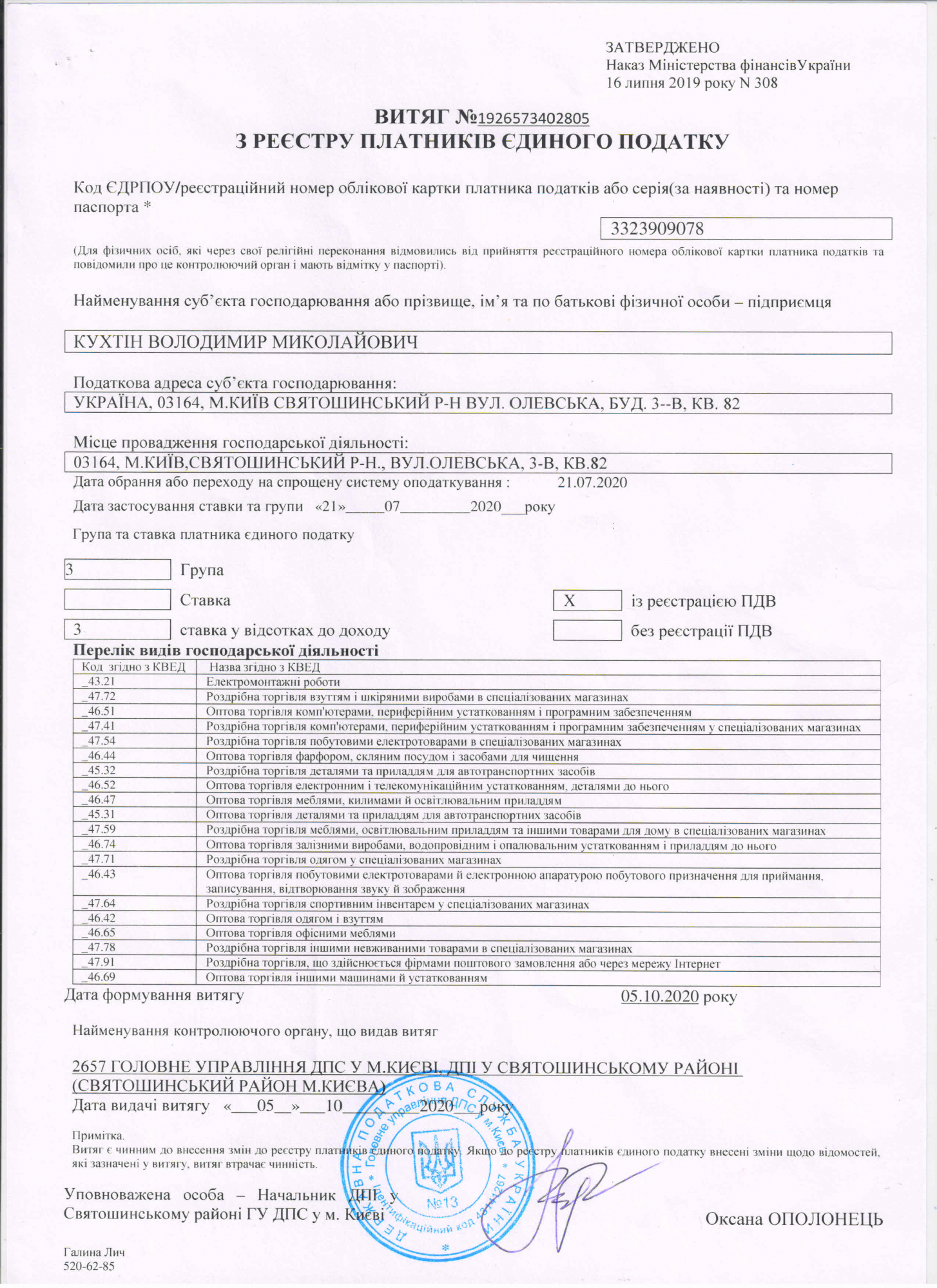 Витяг Єдиного Податку