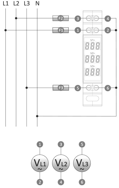 WNC-3 Індикатор напруги з дисплеєм, 3 фази