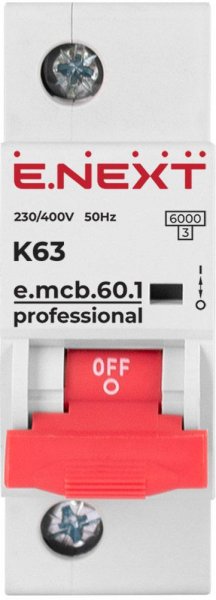 P0430001 Модульный автоматический выключатель e.mcb.pro.60.1.K 63 new, 1р, 63А, K, 6кА new