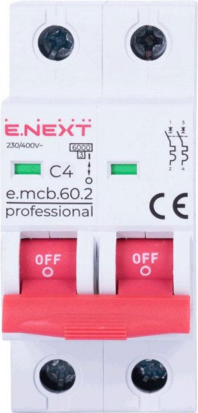 P042044 Модульний автоматичний вимикач e.mcb.pro.60.2.C 4 new, 2р, 4А, C, 6кА new