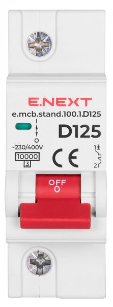 S026014 Модульный автоматический выключатель e.mcb.stand.100.1.D125, 1р, 125А, D, 10кА