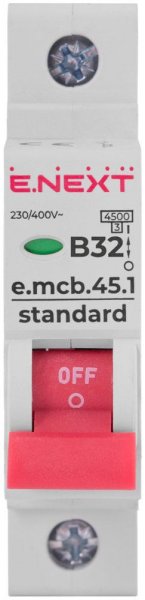 S001011 Модульный автоматический выключатель e.mcb.stand.45.1.B32, 1р, 32А, В, 4,5 кА