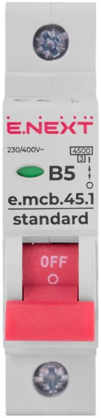 S001005 Модульный автоматический выключатель e.mcb.stand.45.1.B5, 1р, 5А, В, 4,5 кА