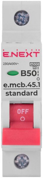 S001013 Модульный автоматический выключатель e.mcb.stand.45.1.B50, 1р, 50А, В, 4,5 кА