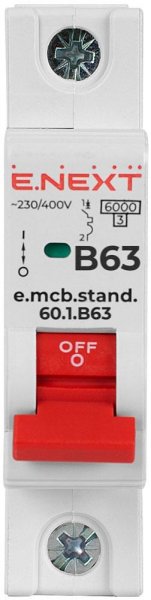 S001114 Модульный автоматический выключатель e.mcb.stand.60.1.B63, 1р, 63А, B, 6кА