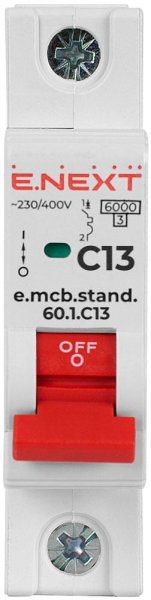 S002157 Модульний автоматичний вимикач e.mcb.stand.60.1.C13, 1р, 13А, C, 6кА