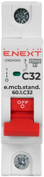 S002111 Модульный автоматический выключатель e.mcb.stand.60.1.C32, 1р, 32А, C, 6кА