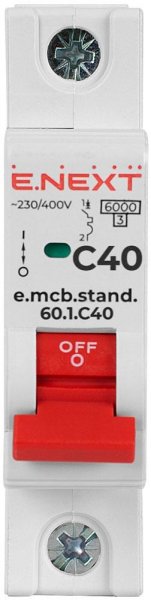 S002112 Модульный автоматический выключатель e.mcb.stand.60.1.C40, 1р, 40А, C, 6кА