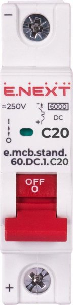 S081007 Модульный автоматический выключатель e.mcb.stand.60.DC.1.C20, 1р, 20А, C, 6кА, DC