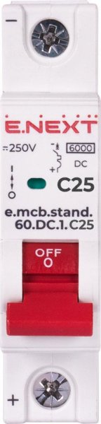S081008 Модульный автоматический выключатель e.mcb.stand.60.DC.1.C25, 1р, 25А, C, 6кА, DC