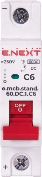 S081004 Модульний автоматичний вимикач e.mcb.stand.60.DC.1.C6, 1р, 6А, C, 6кА, DC