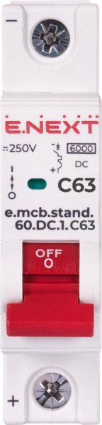 S081012 Модульний автоматичний вимикач e.mcb.stand.60.DC.1.C63, 1р, 63А, C, 6кА, DC