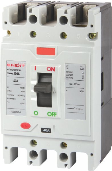 I0010020 Силовий автоматичний вимикач e.industrial.ukm.100S.40, 3р, 40А