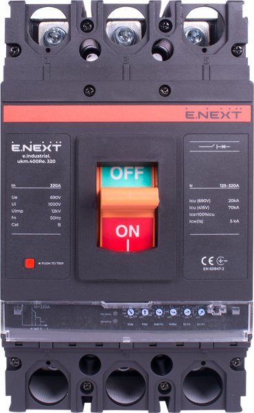 I0770061 Силовой автоматический выключатель e.industrial.ukm.400Re.320 с электронным расцепителем, 3р, 320А
