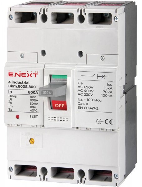 I0010012 Силовий автоматичний вимикач e.industrial.ukm.800S.800, 3р, 800А