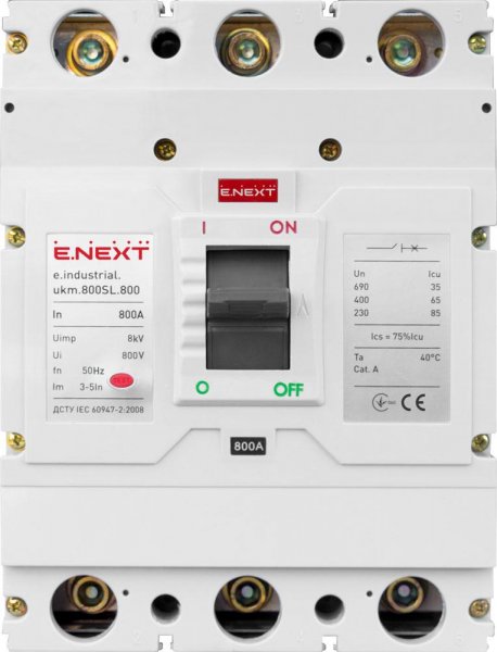 I0660022 Силовой автоматический выключатель e.industrial.ukm.800SL.800, 3р, 800А