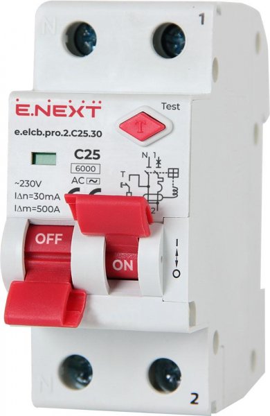 P0620003 Выключатель дифференциального тока (дифавтомат) e.elcb.pro.2.C25.30, 2р, 25А, C, 30мА