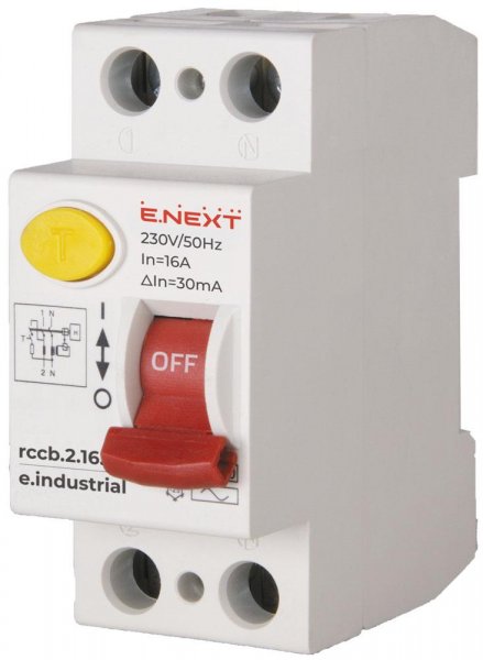 I0220002 Выключатель дифференциального тока e.industrial.rccb.2.40.30, 2р, 40А, 30мА