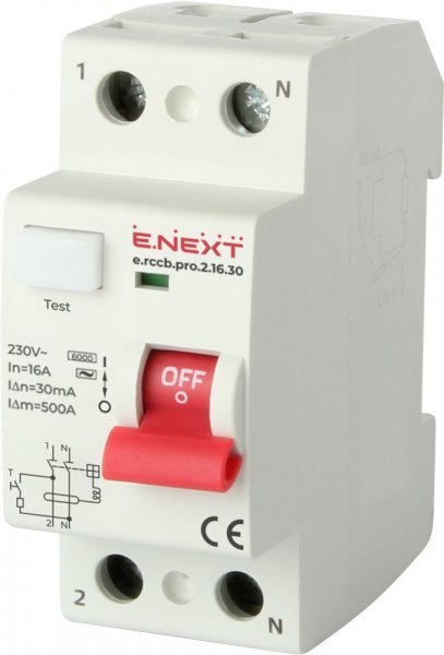 P003015 Выключатель дифференциального тока e.rccb.pro.2.63.300, 2р, 63А, 300мА