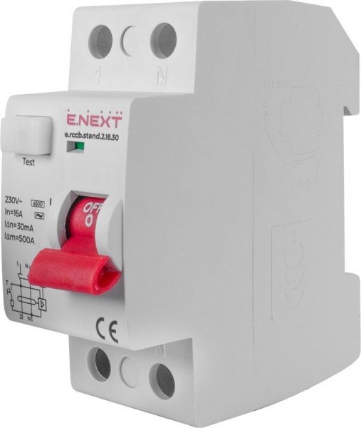 S034011 Вимикач диференційного струму e.rccb.stand.2.16.30 2р, 16А, 30mA