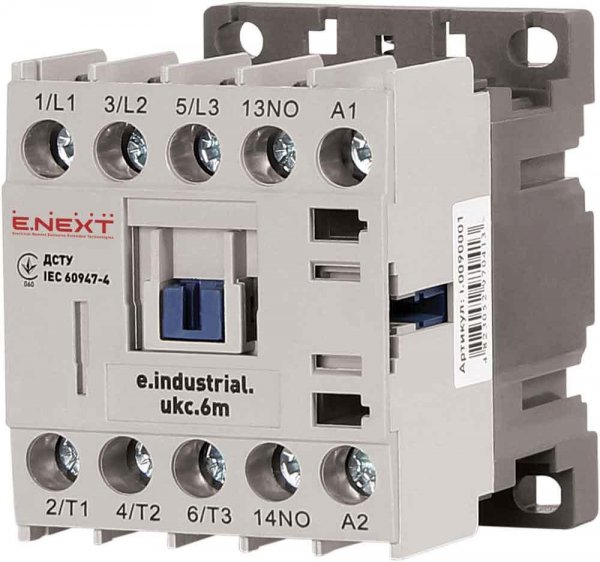 I.0090001 Контактор e.industrial.ukc.6M.220, 6А, 220В, no, малогабаритний