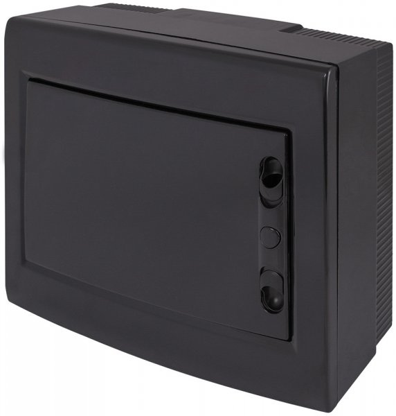 CP32912B Корпус пластиковый на 12 модулей e.plbox.pro.n.12b.black навесной, черный с непрозрачной дверцей IP40