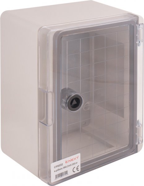 CP5032 Корпус удароміцний з АБС-пластика e.plbox.180.240.130.tr, 180х240х130мм, IP65 з прозорими дверцятами
