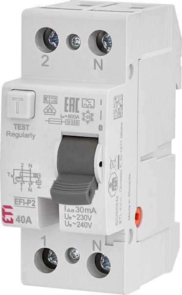 2061251 Реле дифференциальное (УЗО) 2р EFI6-P2 25/0,03 тип AC (6kA) ETI