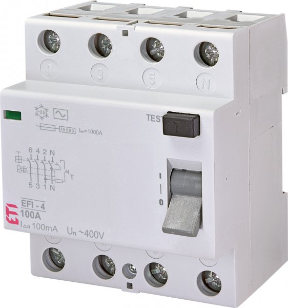 2062153 Реле диференційне (ПЗВ) EFI-4 100/0,1 тип AC (10kA) ETI