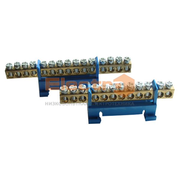 Нулевая "N" шина ШНИ 6x9 с изолятором на DIN-рейку 10 отв. до 63А Electro