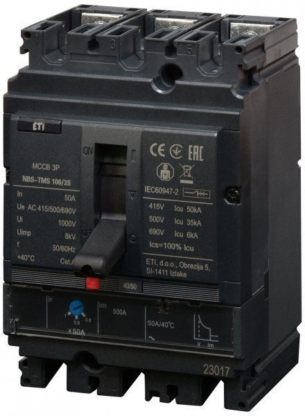 4673024 Авт. выключатель NBS-TMS 100/3S 50A (50kA, (0.8-1)In/фикс.) 3P ETI
