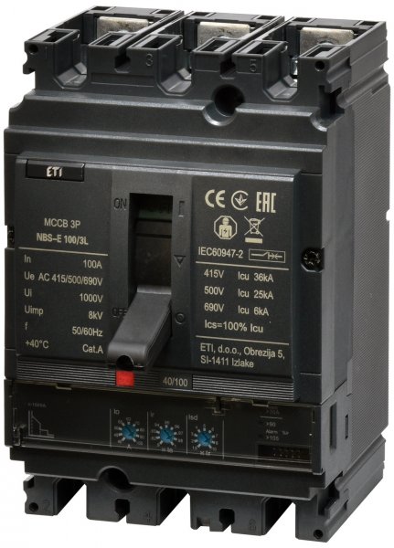 4673041 Авт. выключатель NBS-E 100/3L 100A (36kA, (0.4-1)In/(1.5-10)Ir) 3P ETI