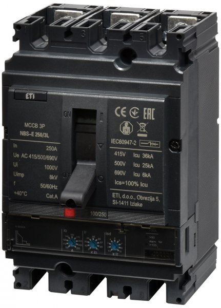 4673079 Авт. вимикач NBS-E 250/3L 250A (36kA, (0.4-1)In/(1.5-10)Ir) 3P ETI
