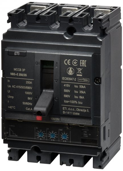 4673081 Авт. выключатель NBS-E 250/3S 250A (50kA, (0.4-1)In/(1.5-10)Ir) 3P ETI