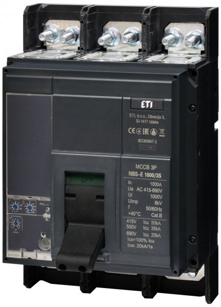 4673171 Авт. выключатель NBS-E 1600/3S 1000A (50kA, (0.4-1)In/(1.5-10)Ir) 3P ETI