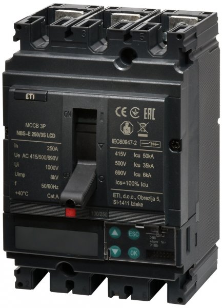 4673087 Авт. выключатель NBS-E 250/3S LCD 250A (50kA, (0.4-1)In/(1.5-12)In) 3P ETI