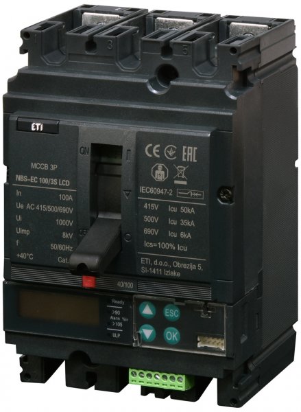 4673053 Авт. вимикач NBS-EC 100/3S LCD 100A (50kA, (0.4-1)In/(1.5-12)In) 3P ETI