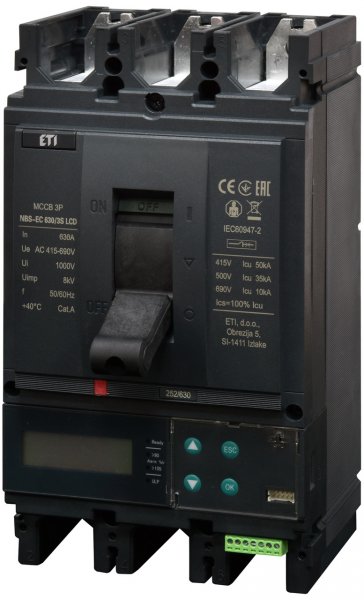 4673151 Авт. вимикач NBS-EC 630/3S LCD 630A (50kA, (0.4-1)In/(1.5-12)In) 3P ETI