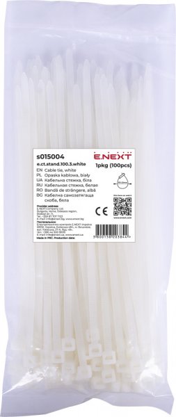 S015004 Кабельна стяжка e.ct.stand.100.3 (100шт) біла