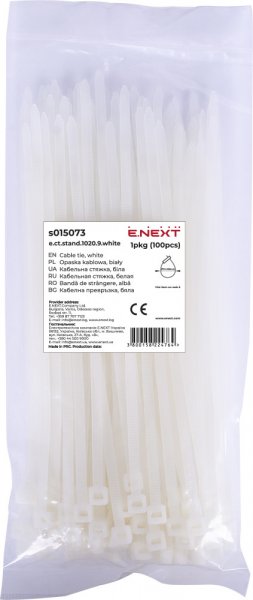 S015073 Кабельна стяжка e.ct.stand.1020.9.white (100шт), біла