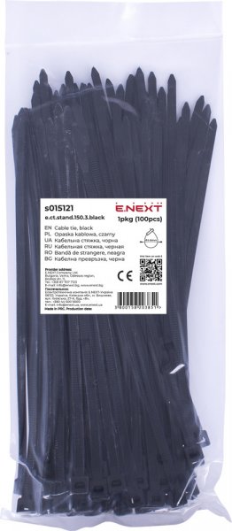 S015121 Кабельна стяжка e.ct.stand.150.3.black (100шт)