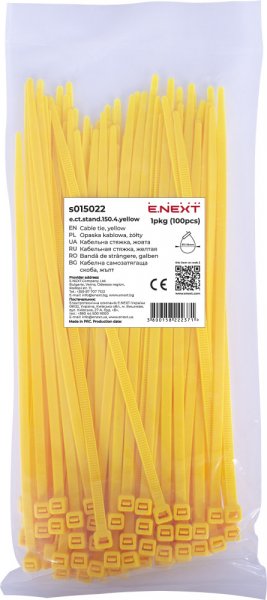 S015022 Кабельная стяжка e.ct.stand.150.4.yellow (100шт), желтая
