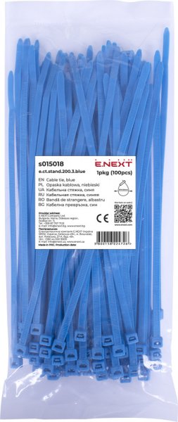 S015018 Кабельна стяжка e.ct.stand.200.3.blue (100шт), синя