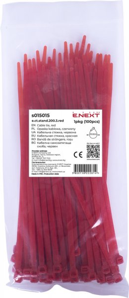S015015 Кабельная стяжка e.ct.stand.200.3.red (100шт), красная