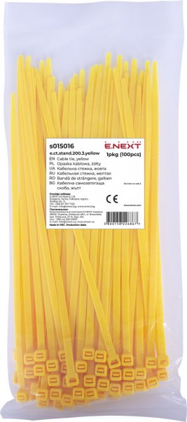 S015016 Кабельна стяжка e.ct.stand.200.3.yellow (100шт), жовта