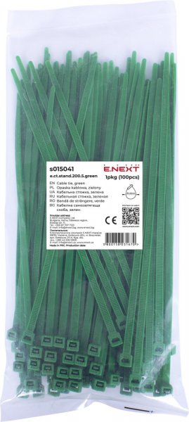 S015041 Кабельна стяжка e.ct.stand.200.5.green (100шт), зелена