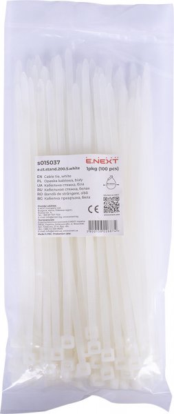S015037 Кабельная стяжка e.ct.stand.200.5.white (100шт), белая