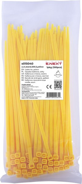 S015040 Кабельна стяжка e.ct.stand.200.5.yellow (100шт), жовта