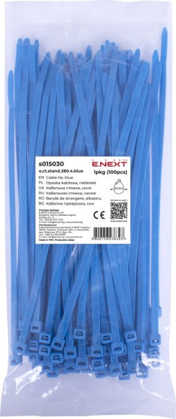 S015030 Кабельная стяжка e.ct.stand.280.4.blue (100шт), синяя