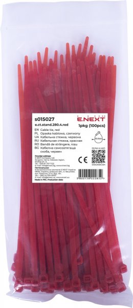 S015027 Кабельна стяжка e.ct.stand.280.4.red (100шт), червона